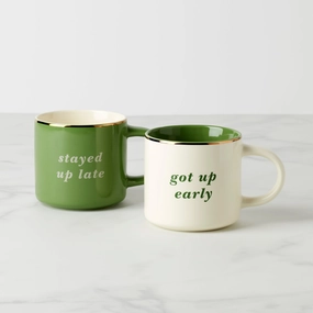 Two of a Kind Got Up Early & Stayed Up Late Mugs - Set of 2glass cups ,personalized mugs 
