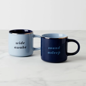 Two of a Kind Wide Awake & Sound Asleep Mugs - Set of 2glass cups ,personalized mugs 