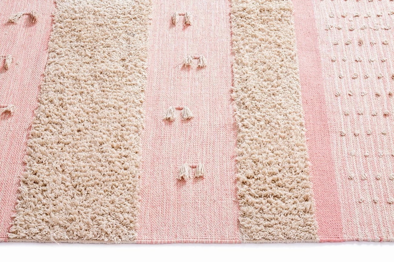 Valentina Pink Tassel Flatweave Cotton Rug *NO RETURNS UNLESS FAULTY