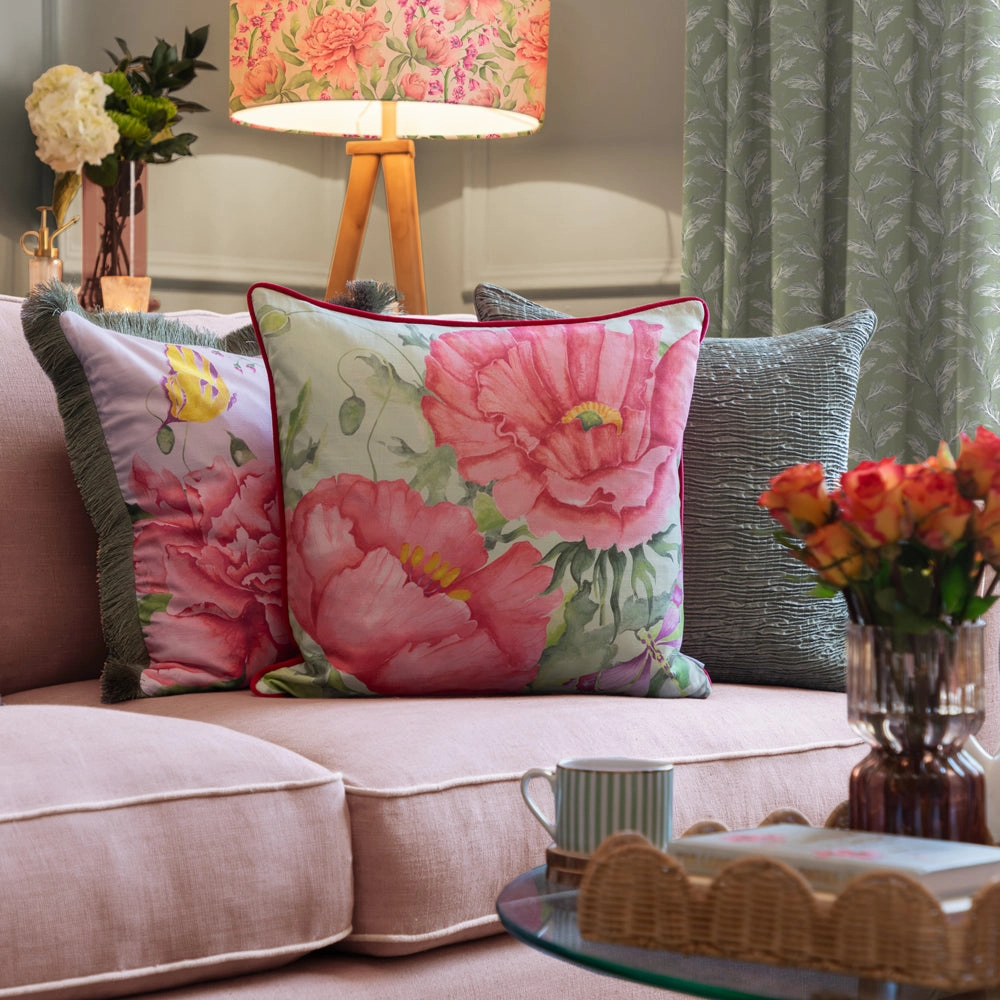 Valeria Printed Piped Cushion Sage
