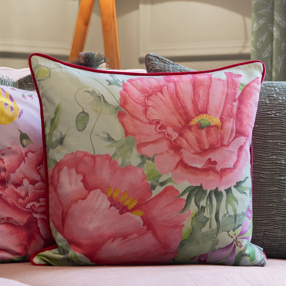 Valeria Printed Piped Cushion Sagebedding sets ,throw blankets 