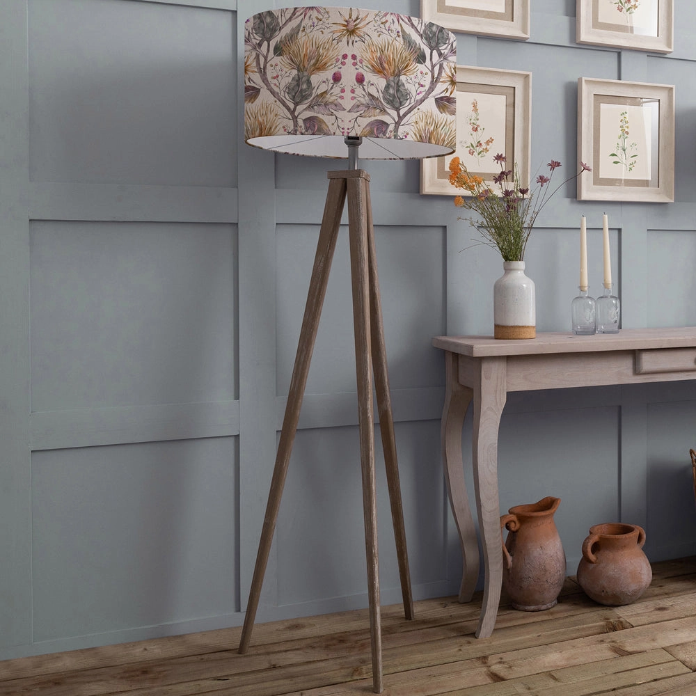 Varys Eva & Aratus Complete Floor Lamp Grey/Goldreplacement lampshade,White Linen Drum Lampshade for Table or Floor Lamp