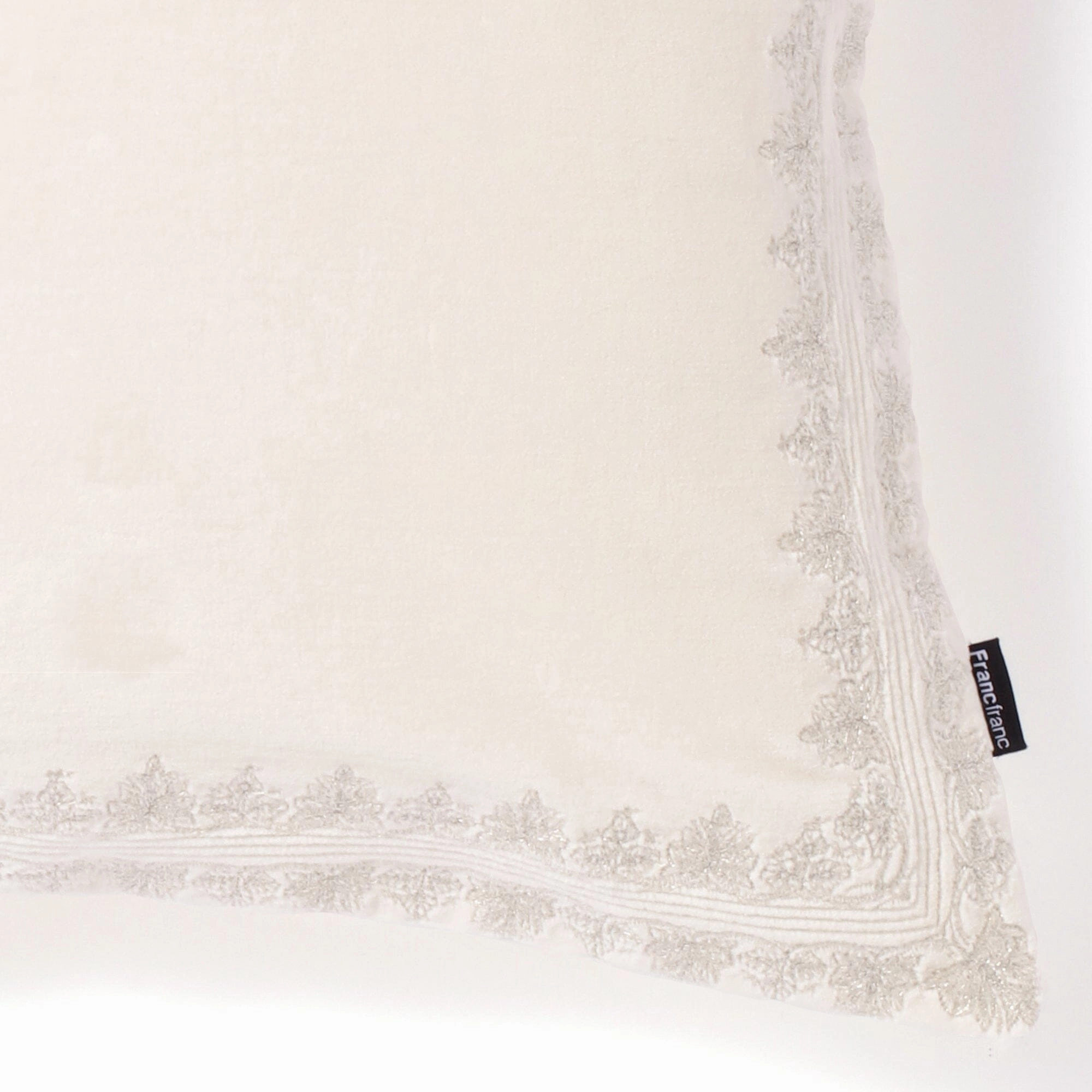 Velvet Frame Cushion Cover 450 X 450 White X Silver