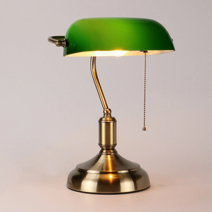 Vintage Bankers Lamp in Green
