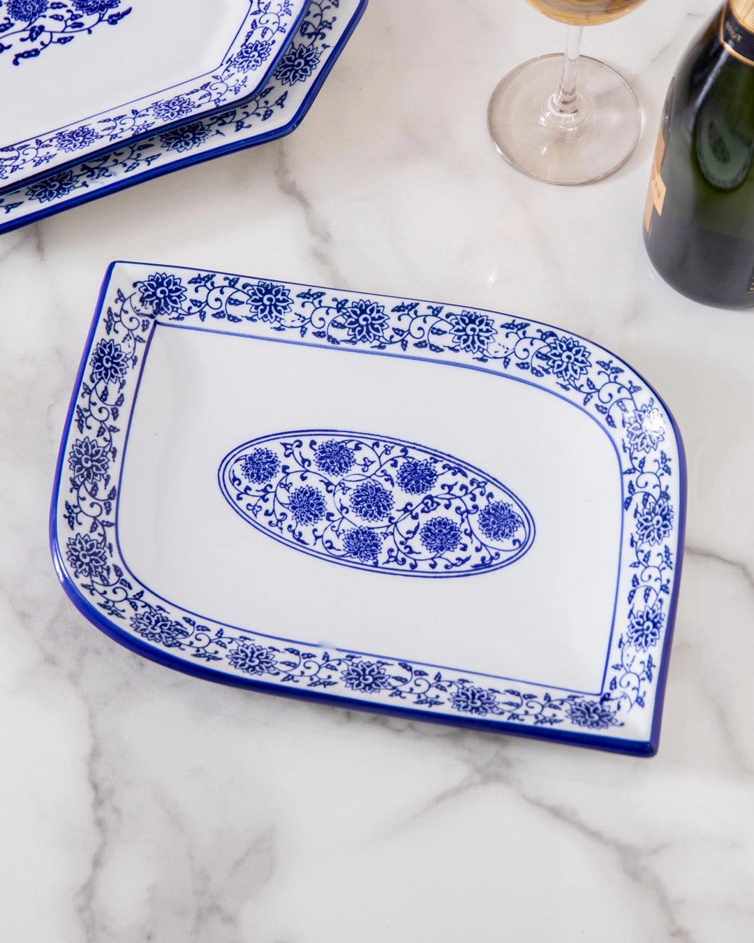 Vintage Blue & White Platter - Largemodern kitchen decor ,kitchen dinner set ,dinnerware 