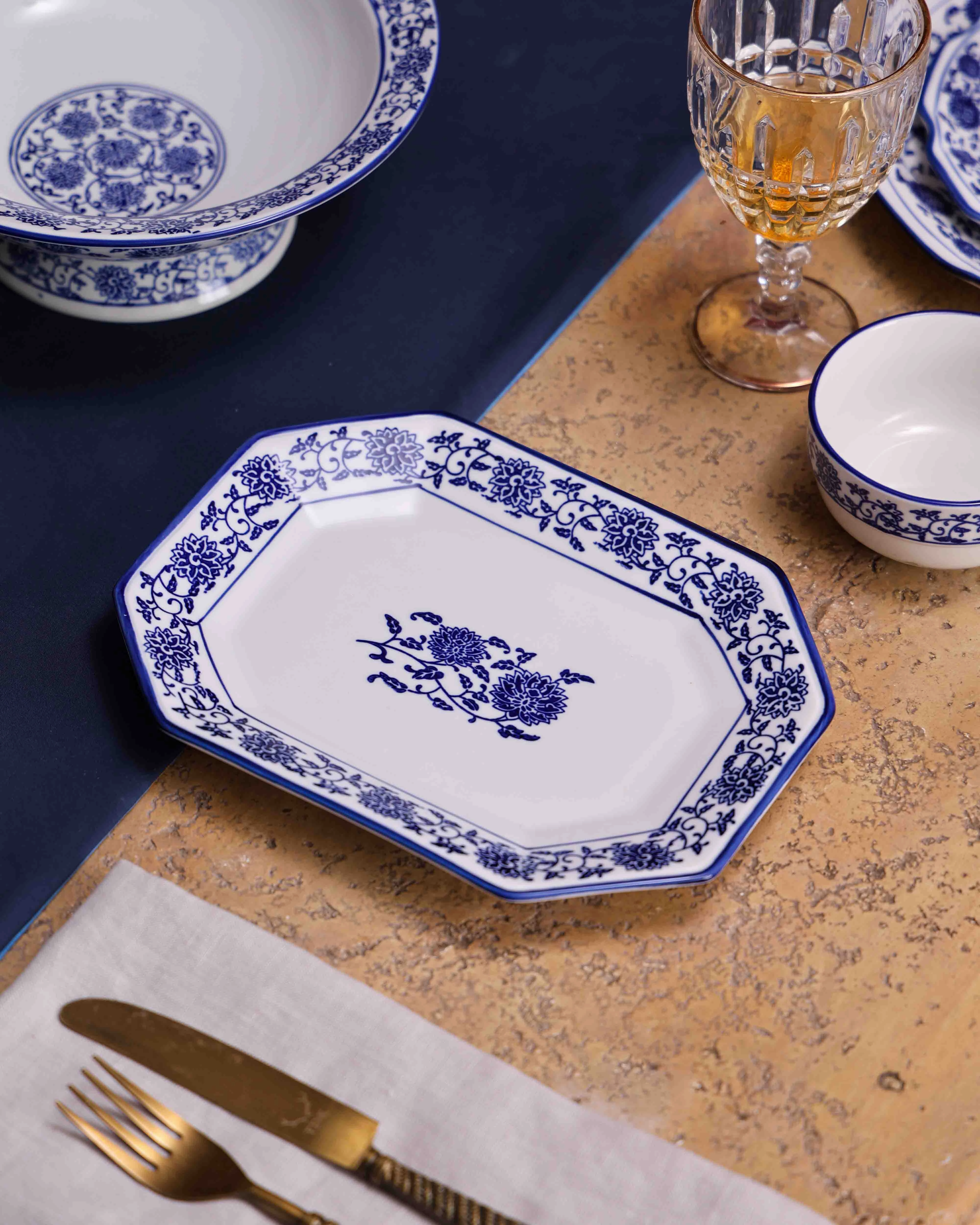 Vintage Blue & White Platter - Smallmodern kitchen decor ,kitchen dinner set ,dinnerware 