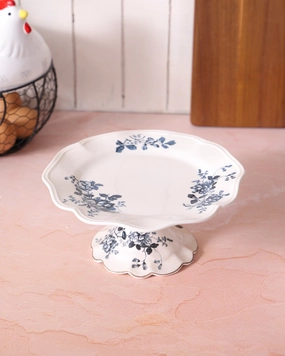 Vintage Blue Floral Scalloped Cake Standmodern kitchen decor ,kitchen dinner set ,dinnerware 