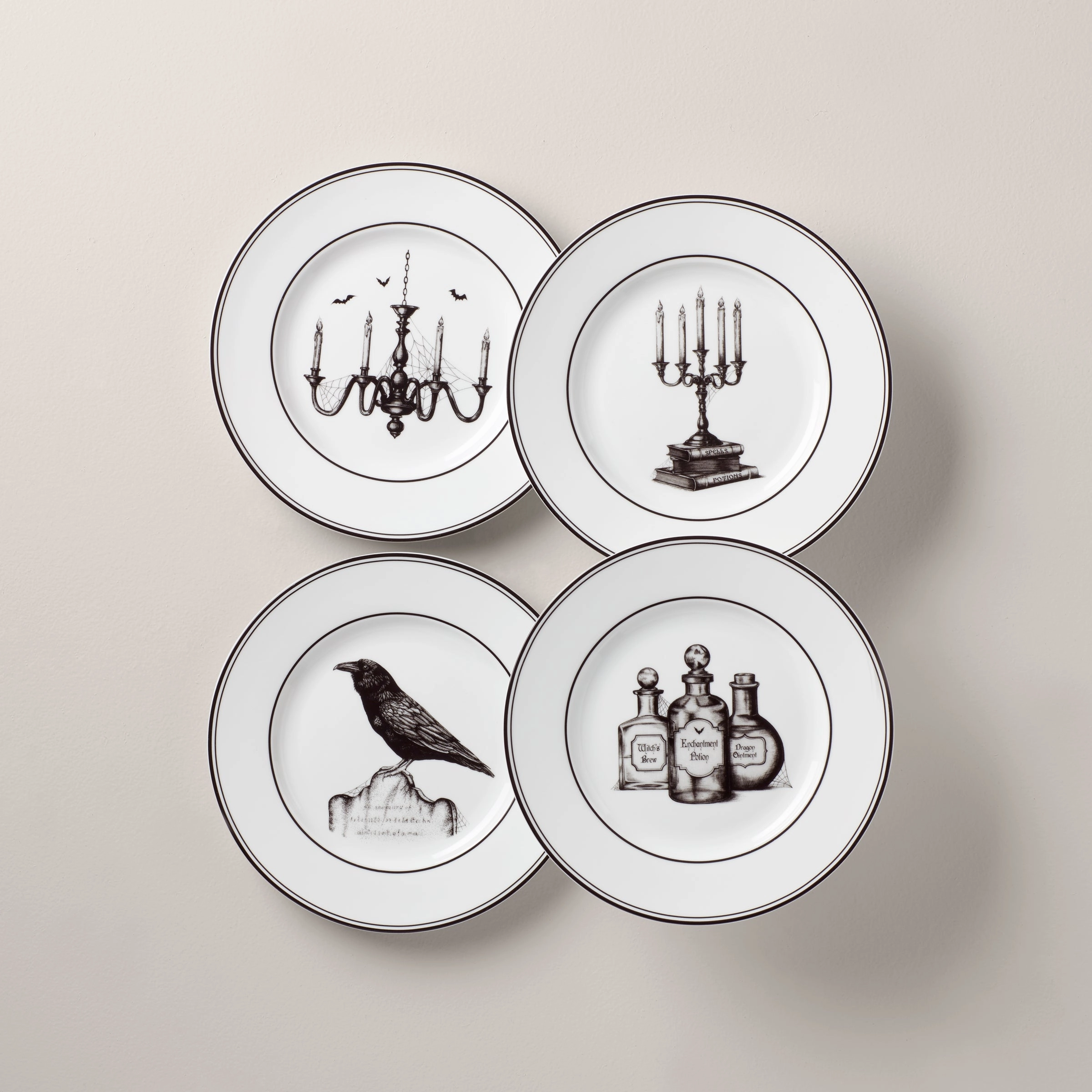 Vintage Halloween Dessert Plates - Set of 4halloween party decor ,outdoor halloween decor 