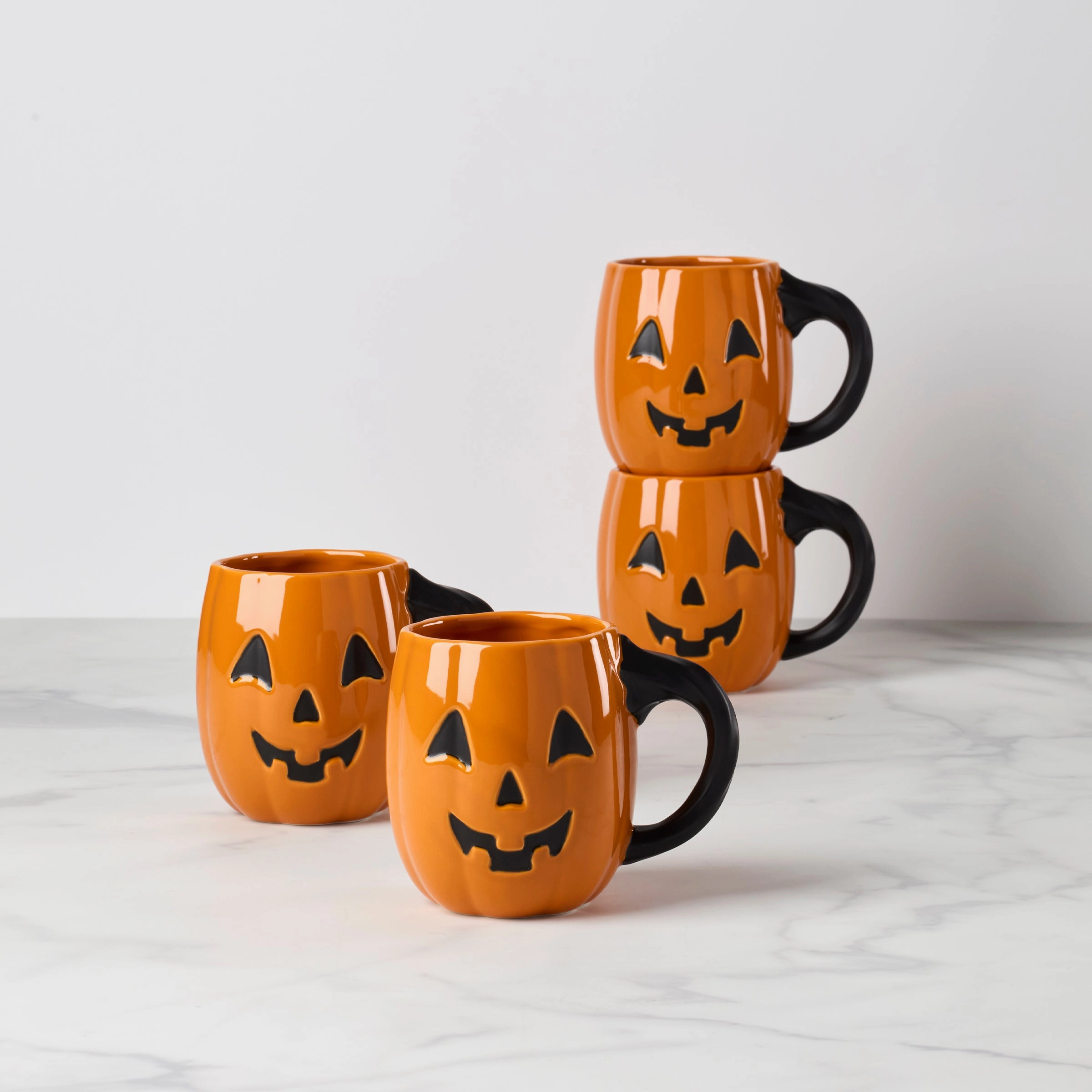 Vintage Halloween Figural Pumpkin Mugs - Set of 4halloween party decor ,outdoor halloween decor 