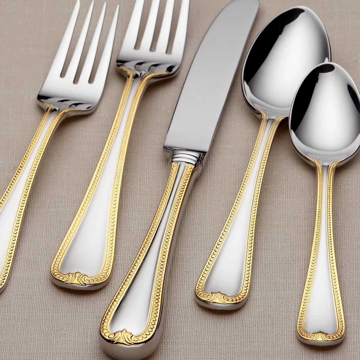 Vintage Jewel Gold 5 Piece Place Setting