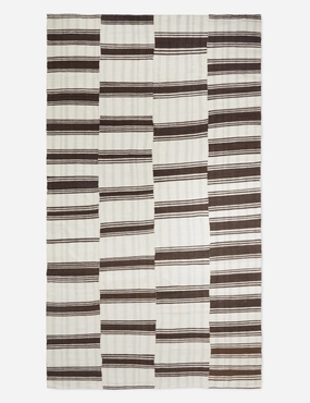Vintage Kilim Flatweave Wool Rug No. 37, 3'11" x 7'3"modern color block patchwork rug