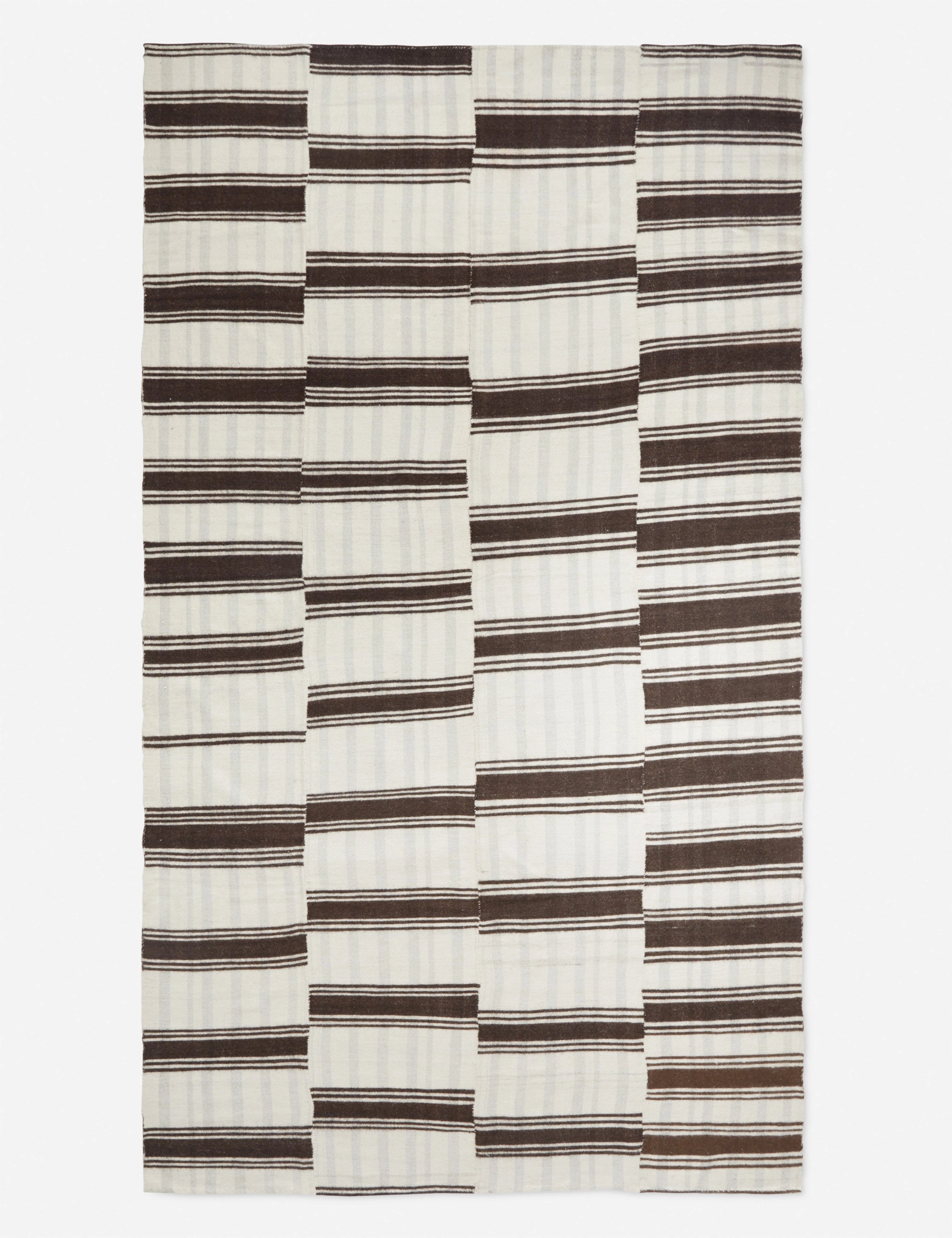 Vintage Kilim Flatweave Wool Rug No. 37, 3'11" x 7'3"modern color block patchwork rug