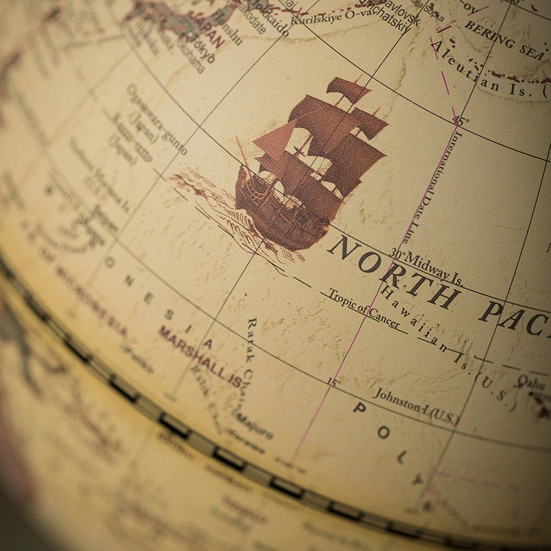 Vintage Style World Globe with Wooden Stand