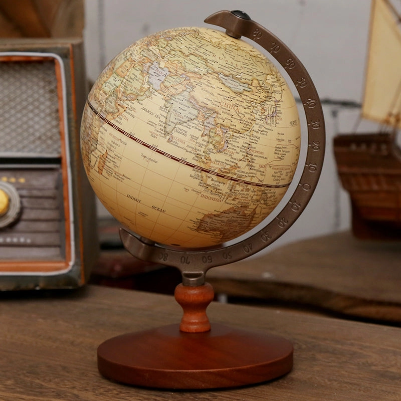 Vintage Style World Globe with Wooden Stand