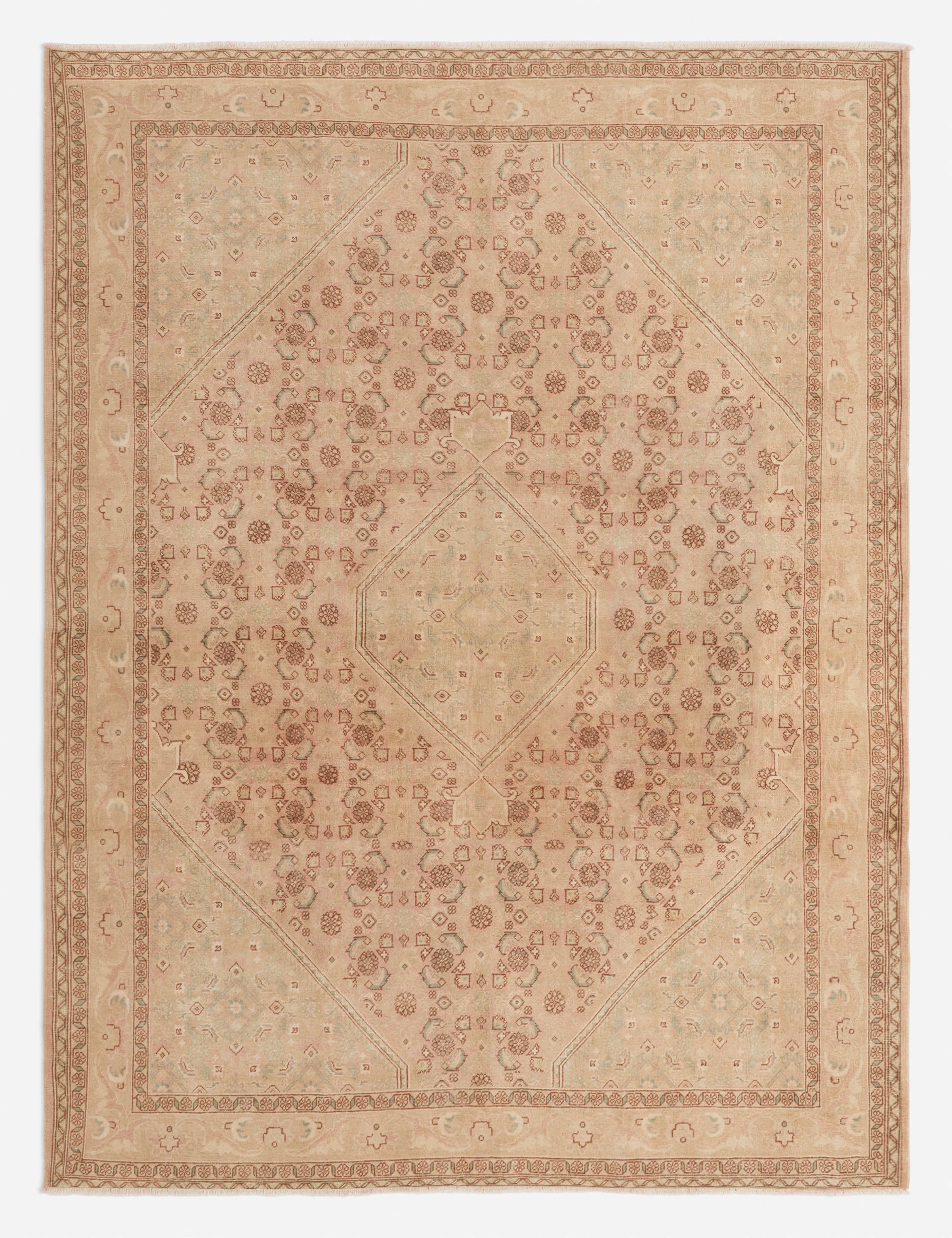Vintage Turkish Hand-Knotted Wool Rug No. 274, 8'6" x 11'3"modern color block patchwork rug