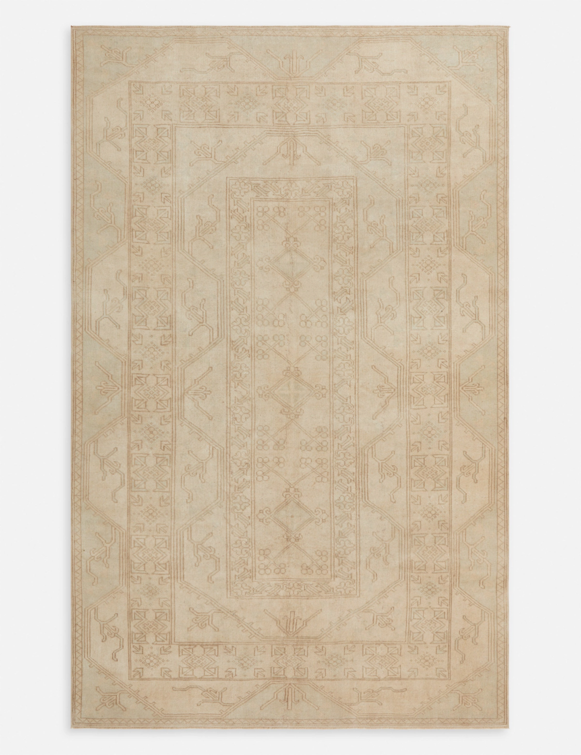 Vintage Turkish Hand-Knotted Wool Rug No. 298, 6'2" x 10'modern color block patchwork rug