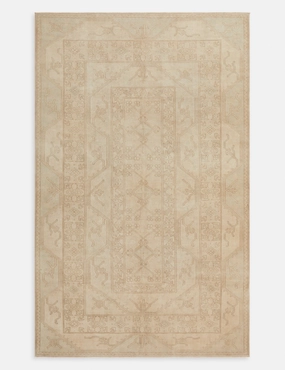 Vintage Turkish Hand-Knotted Wool Rug No. 298, 6'2" x 10'modern color block patchwork rug