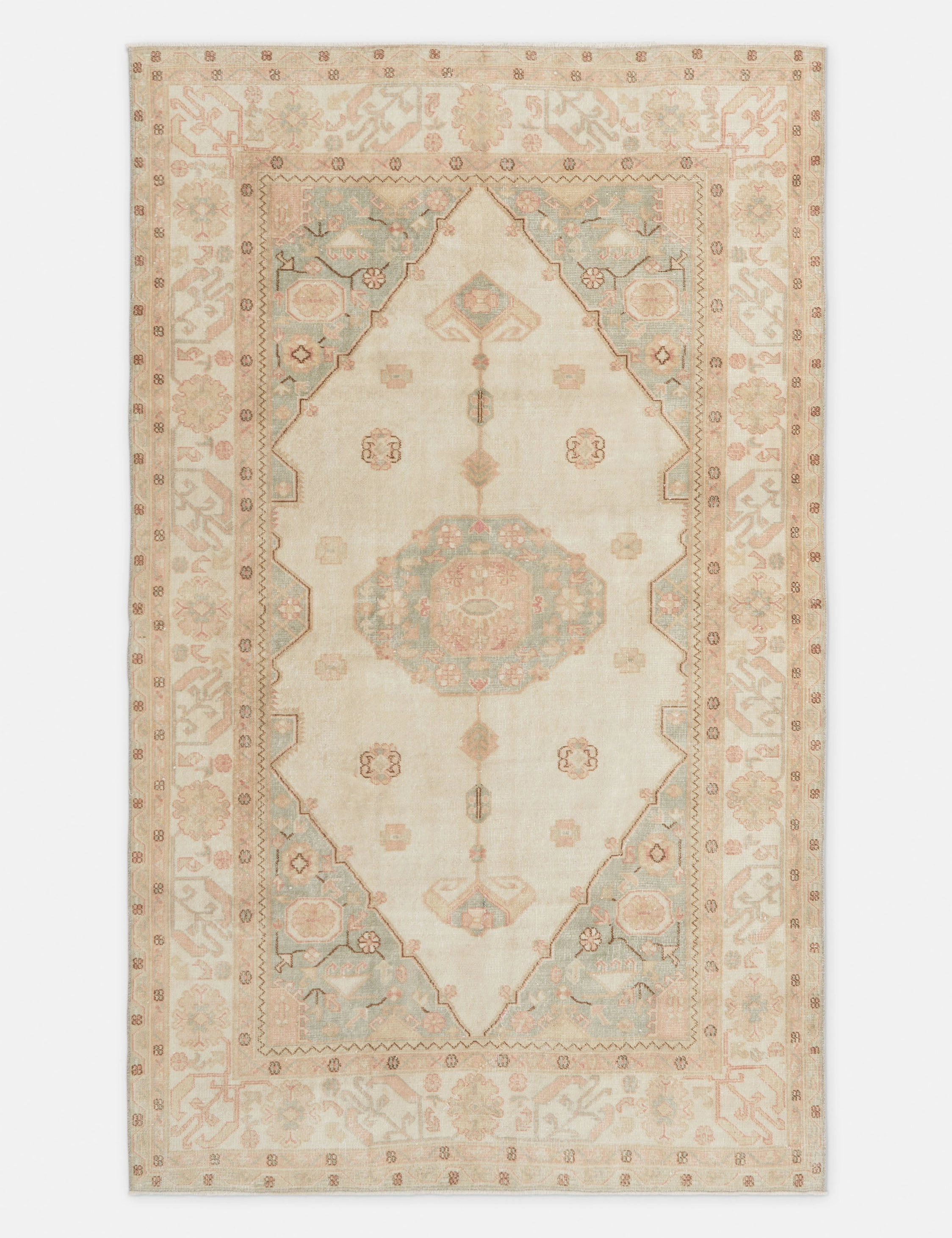 Vintage Turkish Hand-Knotted Wool Rug No. 303, 6'5" x 10'7"modern color block patchwork rug