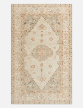 Vintage Turkish Hand-Knotted Wool Rug No. 303, 6'5" x 10'7"modern color block patchwork rug