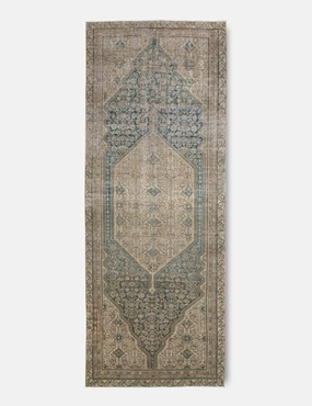 Vintage Turkish Hand-Knotted Wool Rug No. 373, 5'5" x 14'10"modern color block patchwork rug