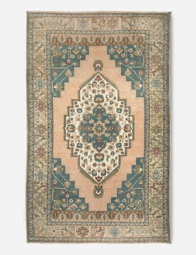 Vintage Turkish Hand-Knotted Wool Rug No. 383, 6'8" x 10'12"modern color block patchwork rug