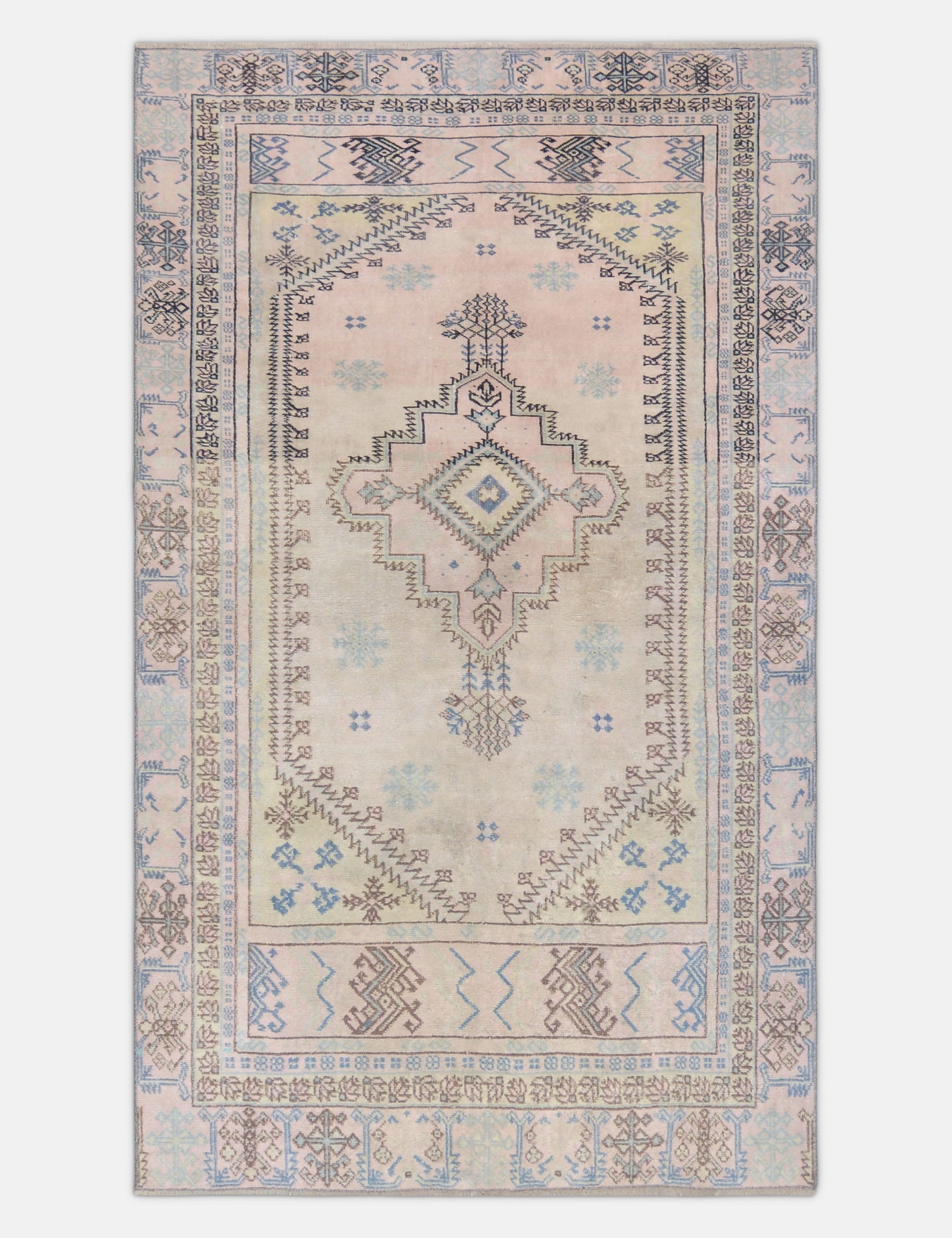 Vintage Turkish Hand-Knotted Wool Rug No. 423, 4'5" x 7'8"modern color block patchwork rug