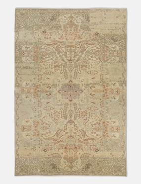 Vintage Turkish Hand-Knotted Wool Rug No. 440, 6'7" x 9'7"modern color block patchwork rug