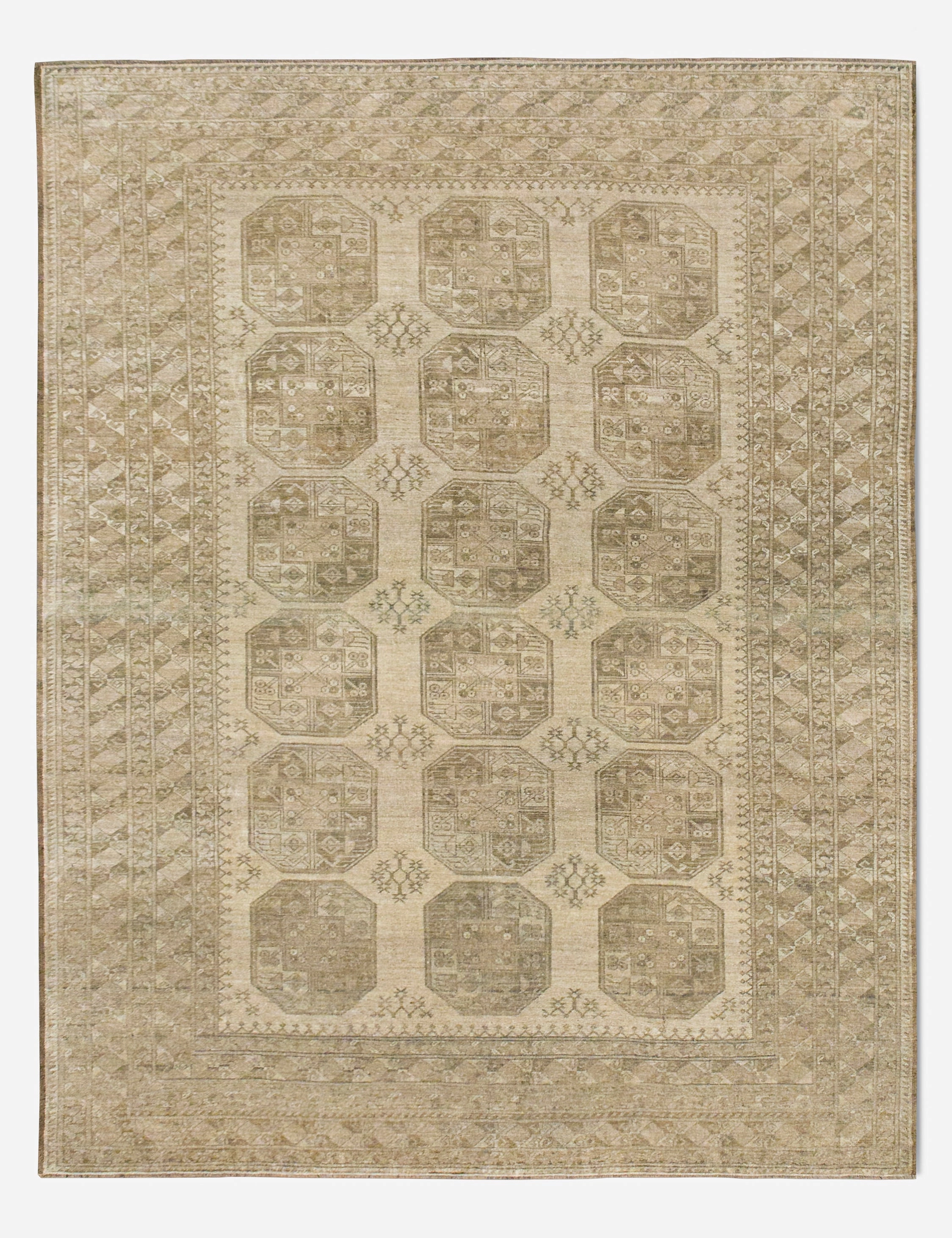 Vintage Turkish Hand-Knotted Wool Rug No. 444, 7'5" x 9'10"modern color block patchwork rug