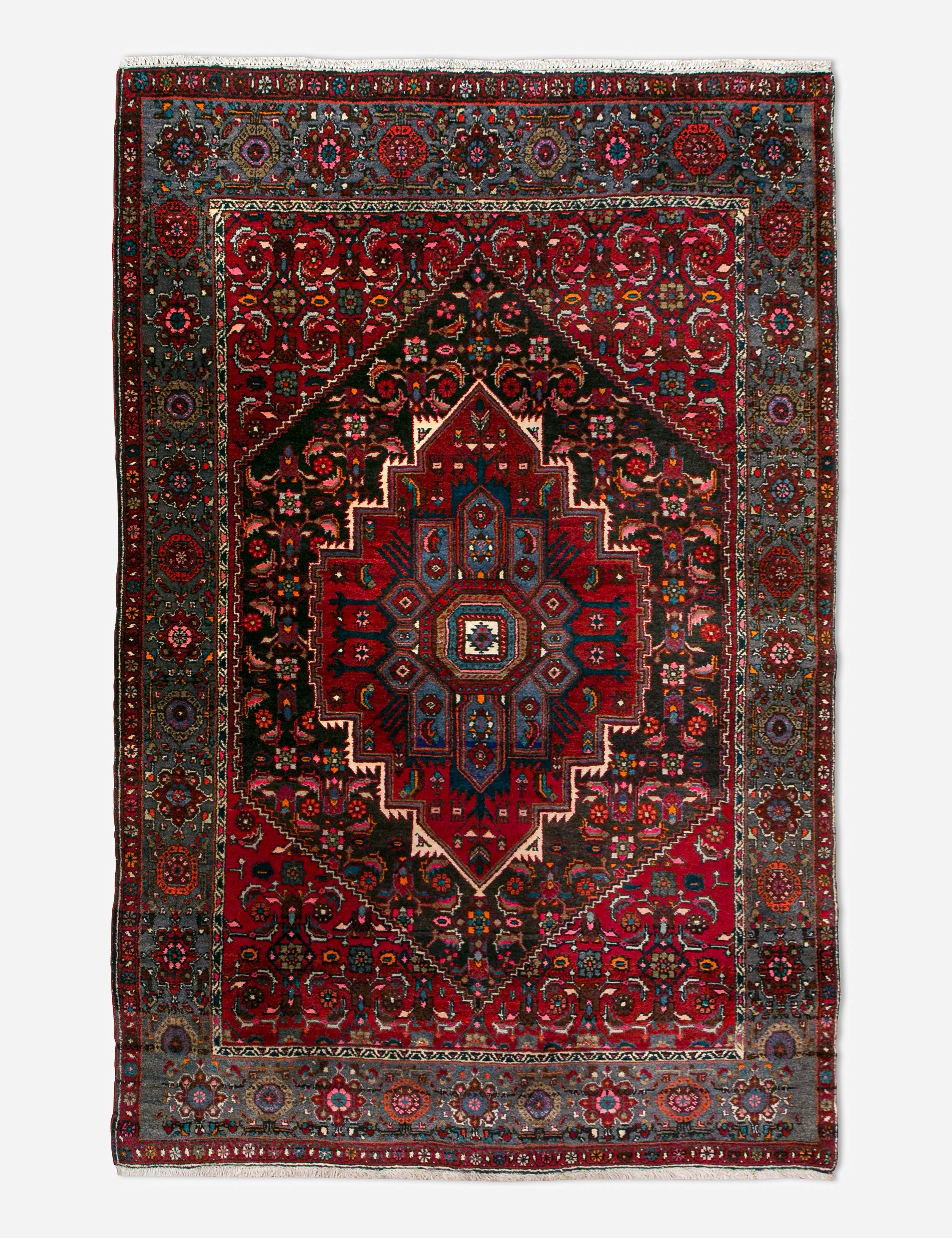 Vintage Turkish Hand-Knotted Wool Rug No. 446, 4'2" x 6'7"modern color block patchwork rug