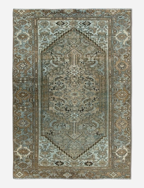 Vintage Turkish Hand-Knotted Wool Rug No. 447, 3'11" x 6'3"modern color block patchwork rug