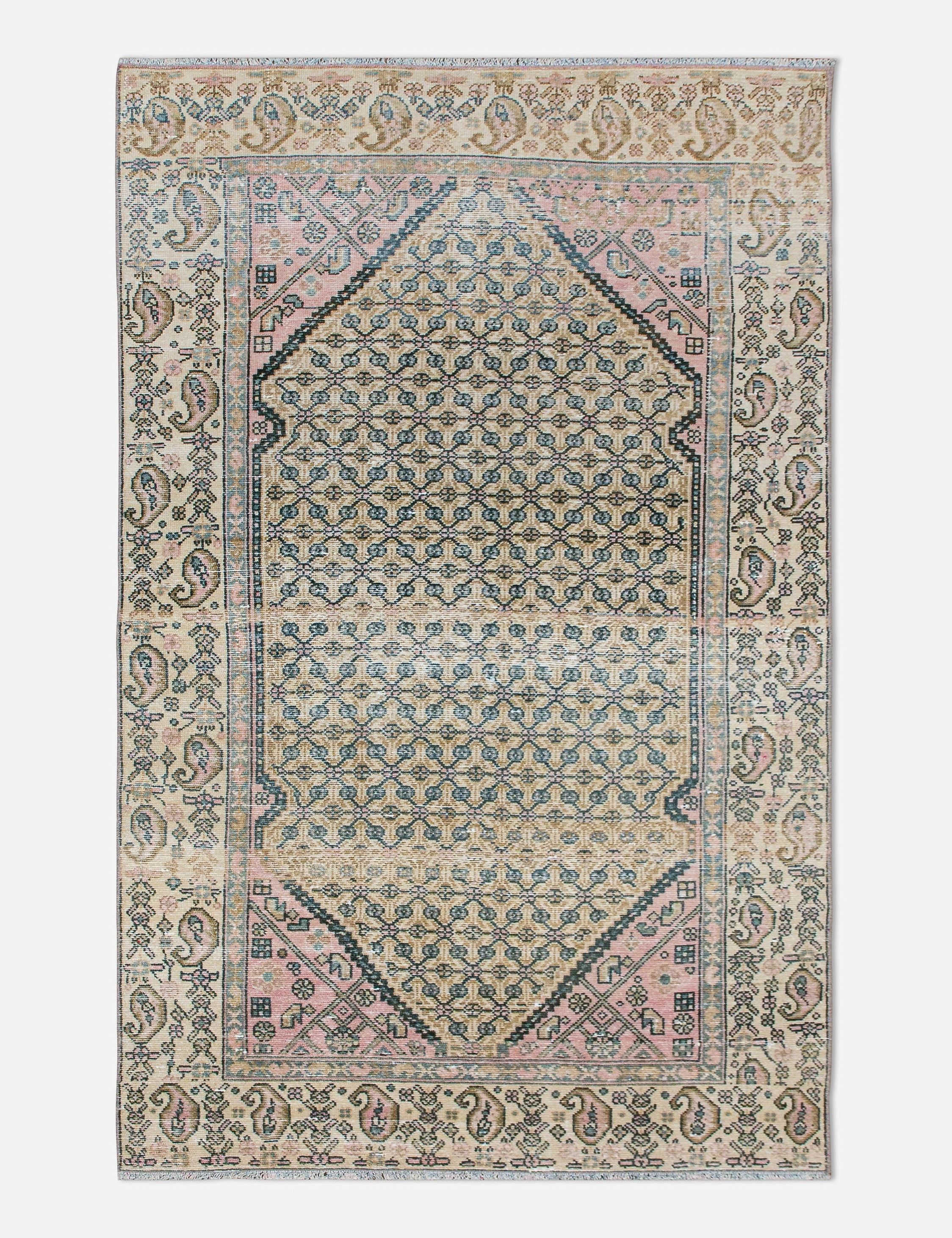 Vintage Turkish Hand-Knotted Wool Rug No. 449, 3'10" x 6'7"modern color block patchwork rug