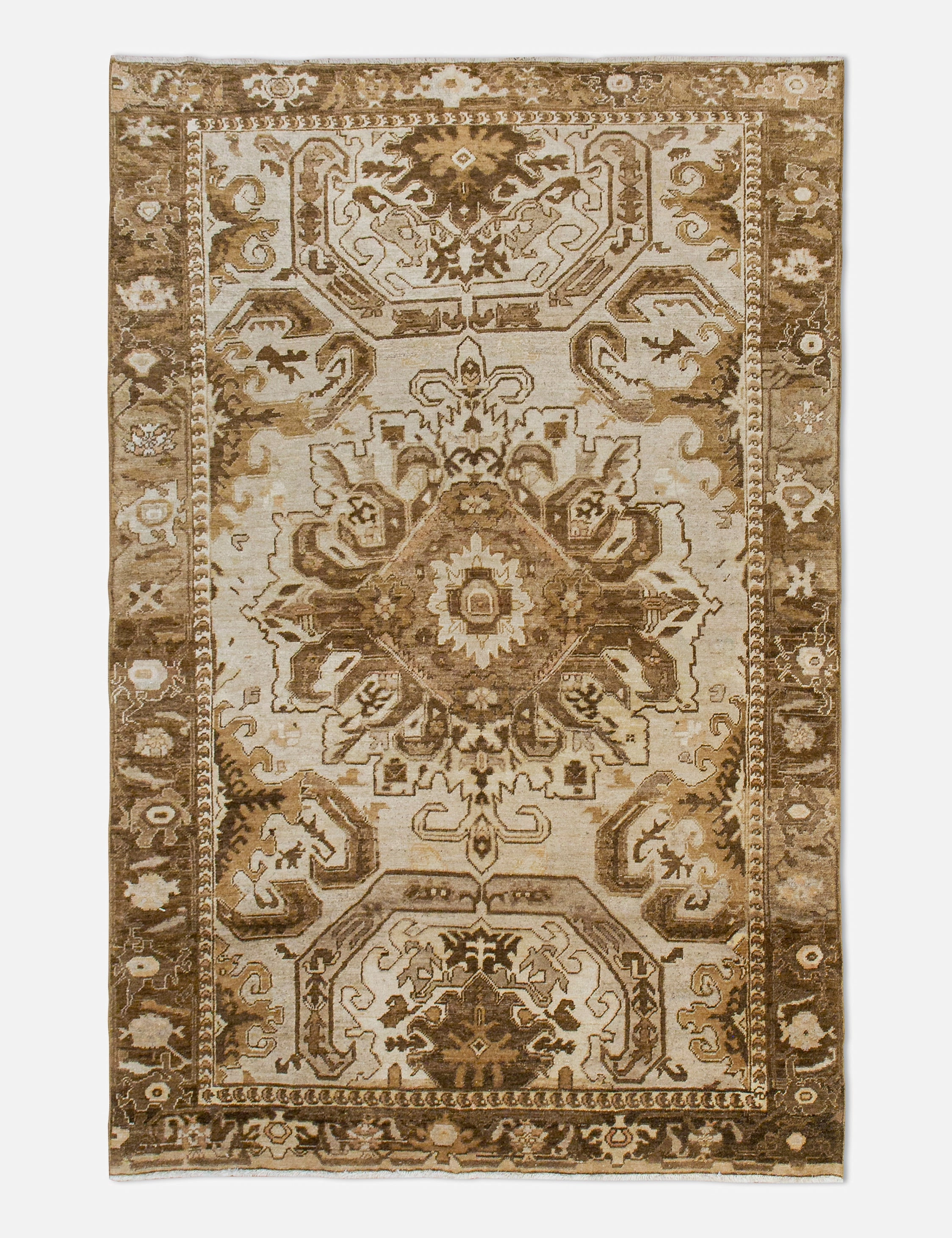 Vintage Turkish Hand-Knotted Wool Rug No. 455, 5'3" x 7'9"modern color block patchwork rug