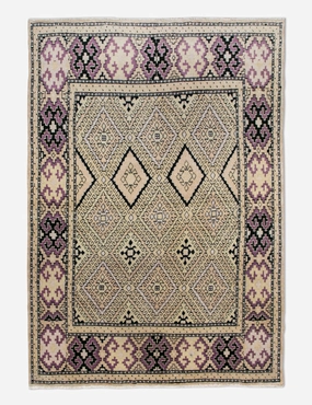 Vintage Turkish Hand-Knotted Wool Rug No. 456, 4'5" x 6'1"modern color block patchwork rug