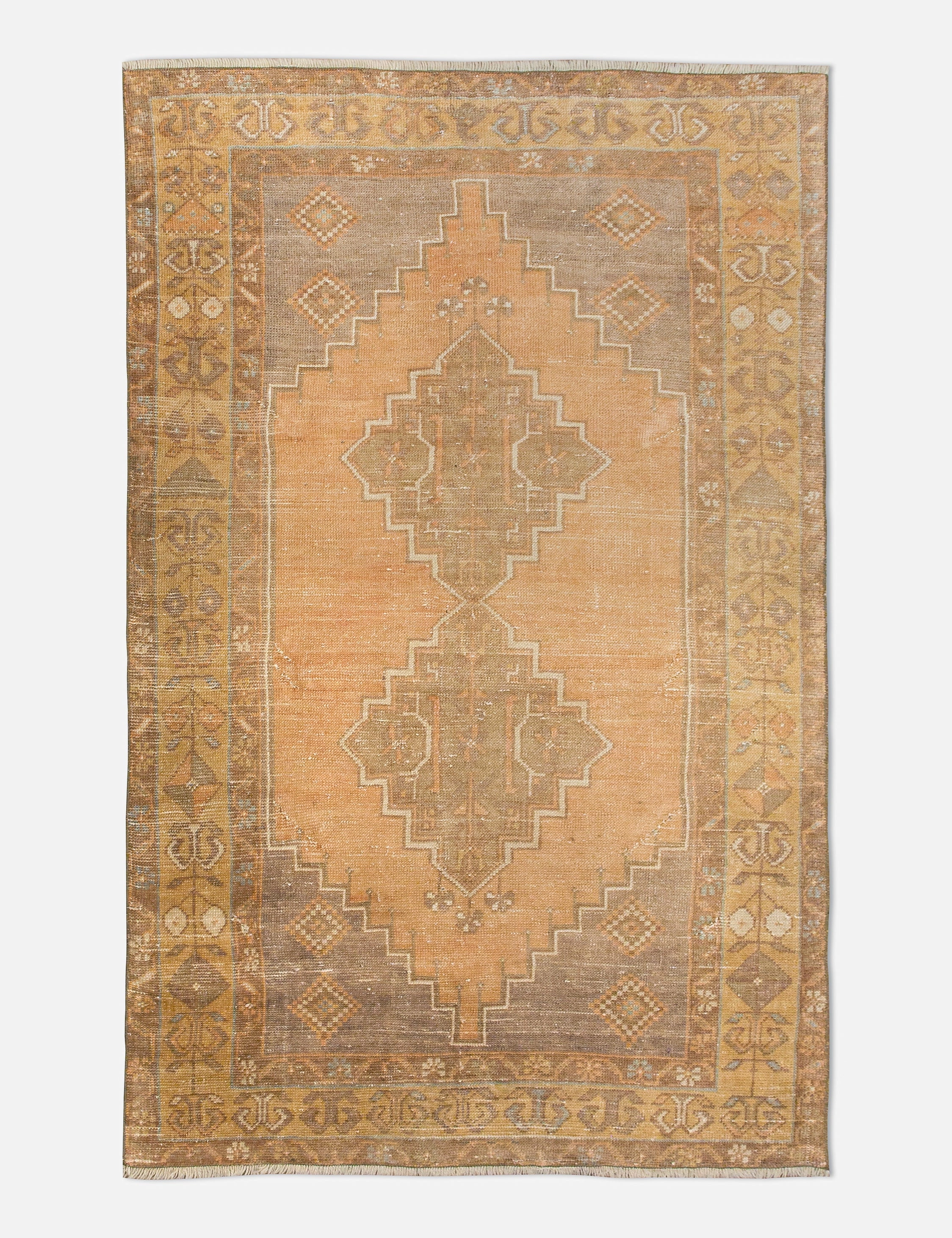 Vintage Turkish Hand-Knotted Wool Rug No. 457, 3'5" x 6'1"modern color block patchwork rug