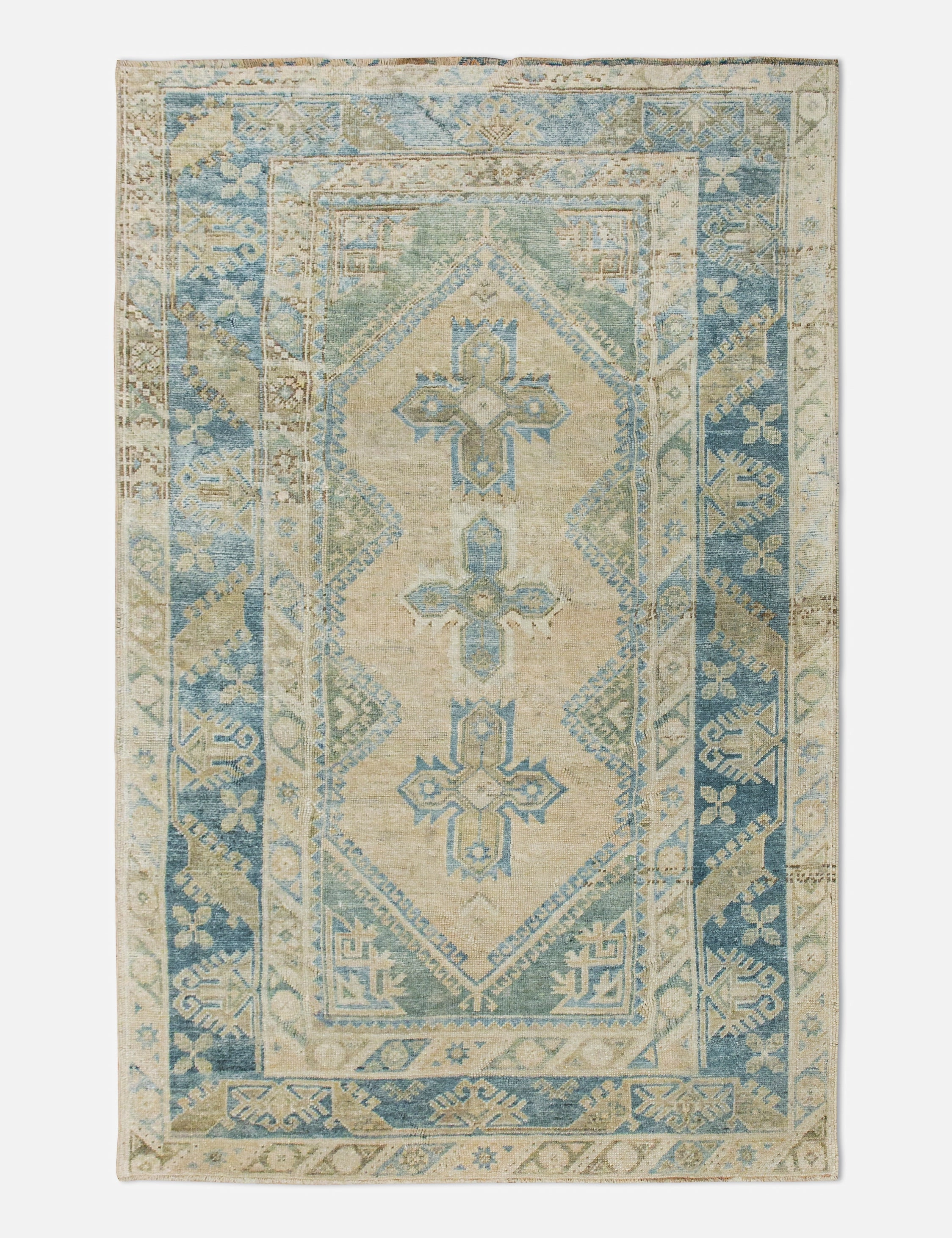 Vintage Turkish Hand-Knotted Wool Rug No. 459, 4'4" x 6'7"modern color block patchwork rug