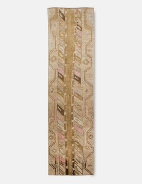 Vintage Turkish Hand-Knotted Wool Runner Rug No. 209, 2'6" x 9'8"modern color block patchwork rug