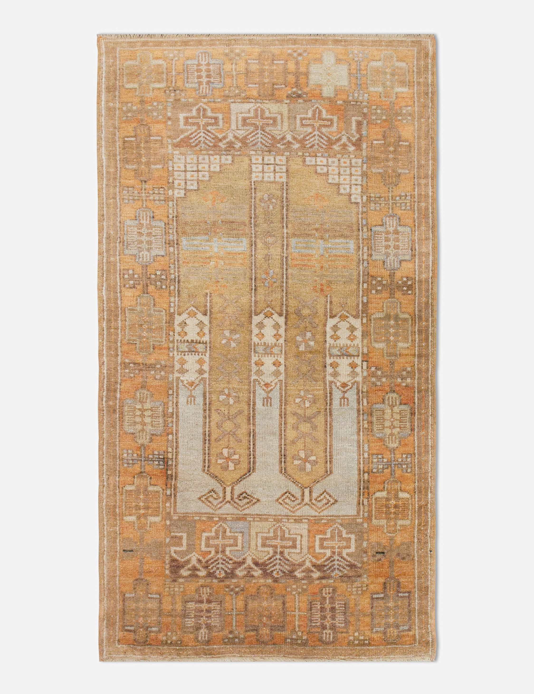 Vintage Turkish Hand-Knotted Wool Runner Rug No. 241, 2'11" x 5'10"modern color block patchwork rug