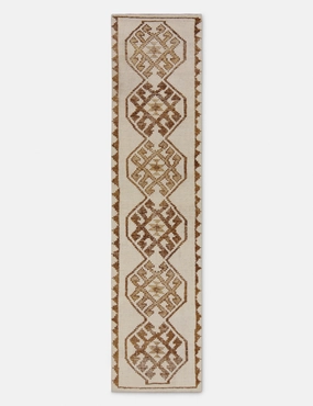 Vintage Turkish Hand-Knotted Wool Runner Rug No. 252, 2'6" x 10'7"modern color block patchwork rug