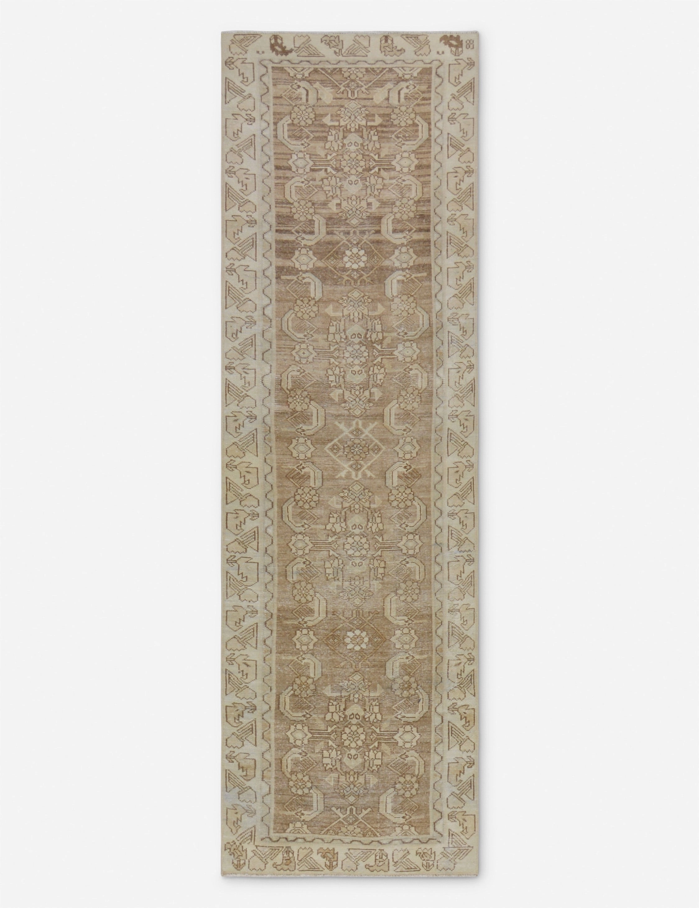 Vintage Turkish Hand-Knotted Wool Runner Rug No. 257, 2'9" x 9'modern color block patchwork rug