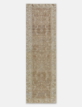 Vintage Turkish Hand-Knotted Wool Runner Rug No. 257, 2'9" x 9'modern color block patchwork rug