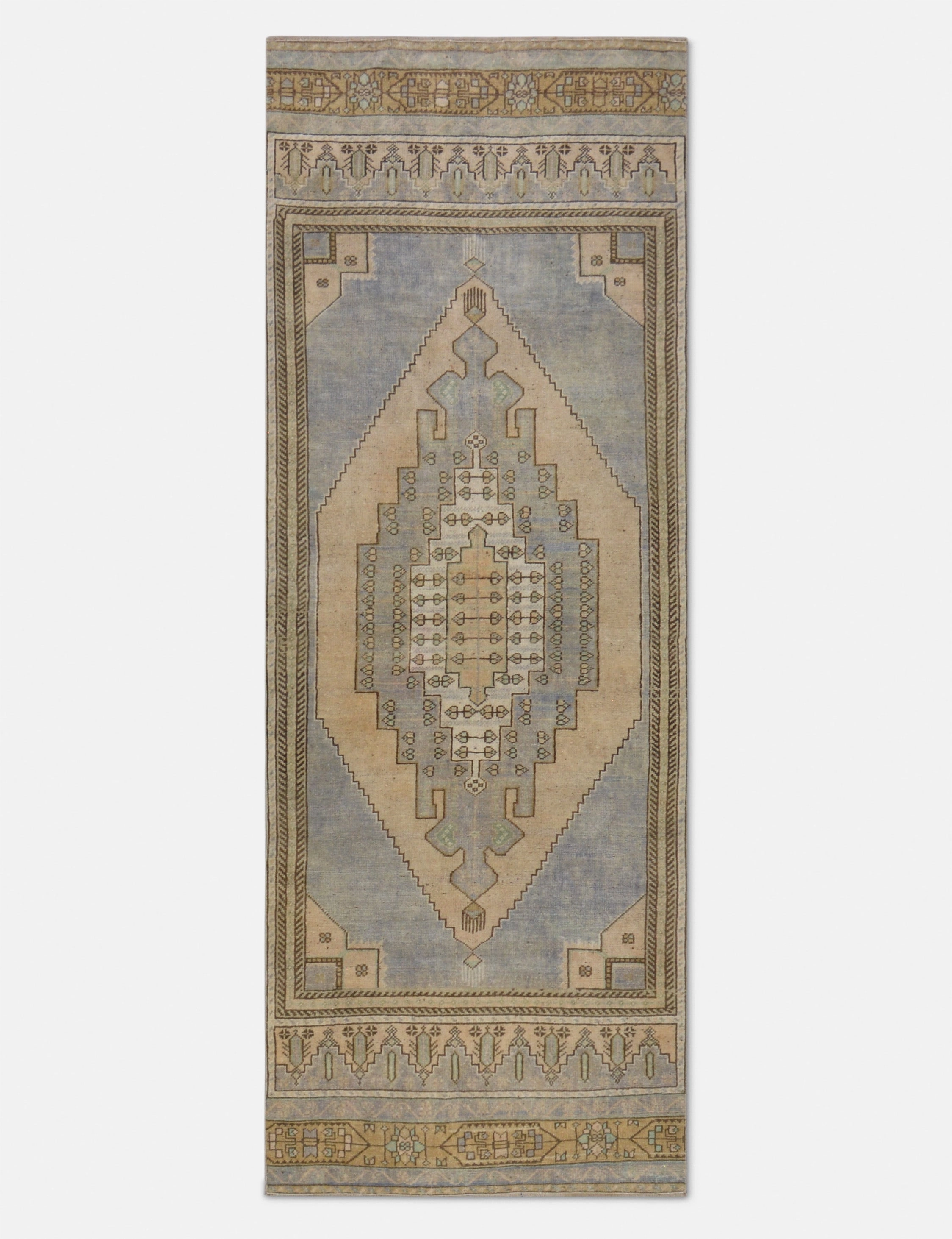 Vintage Turkish Hand-Knotted Wool Runner Rug No. 270, 3'2" x 8'6"modern color block patchwork rug