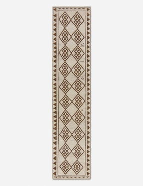 Vintage Turkish Hand-Knotted Wool Runner Rug No. 272, 2'7" x 11'4"modern color block patchwork rug