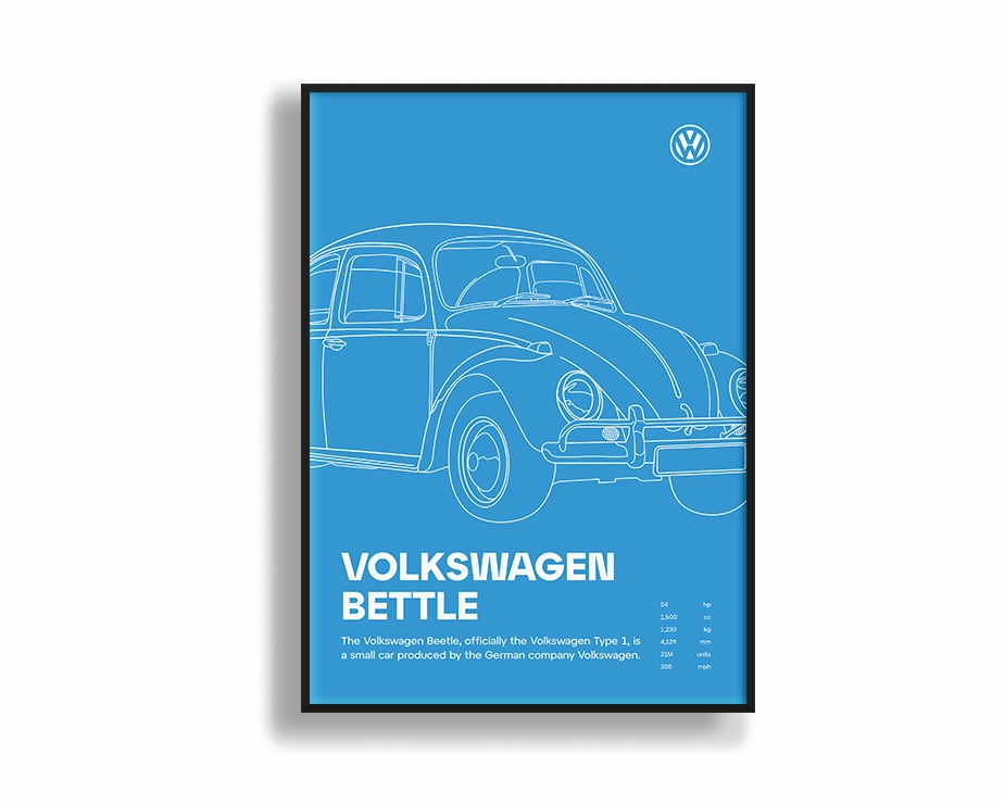 Volkswagen Bettle Portraitnordic style wall decor