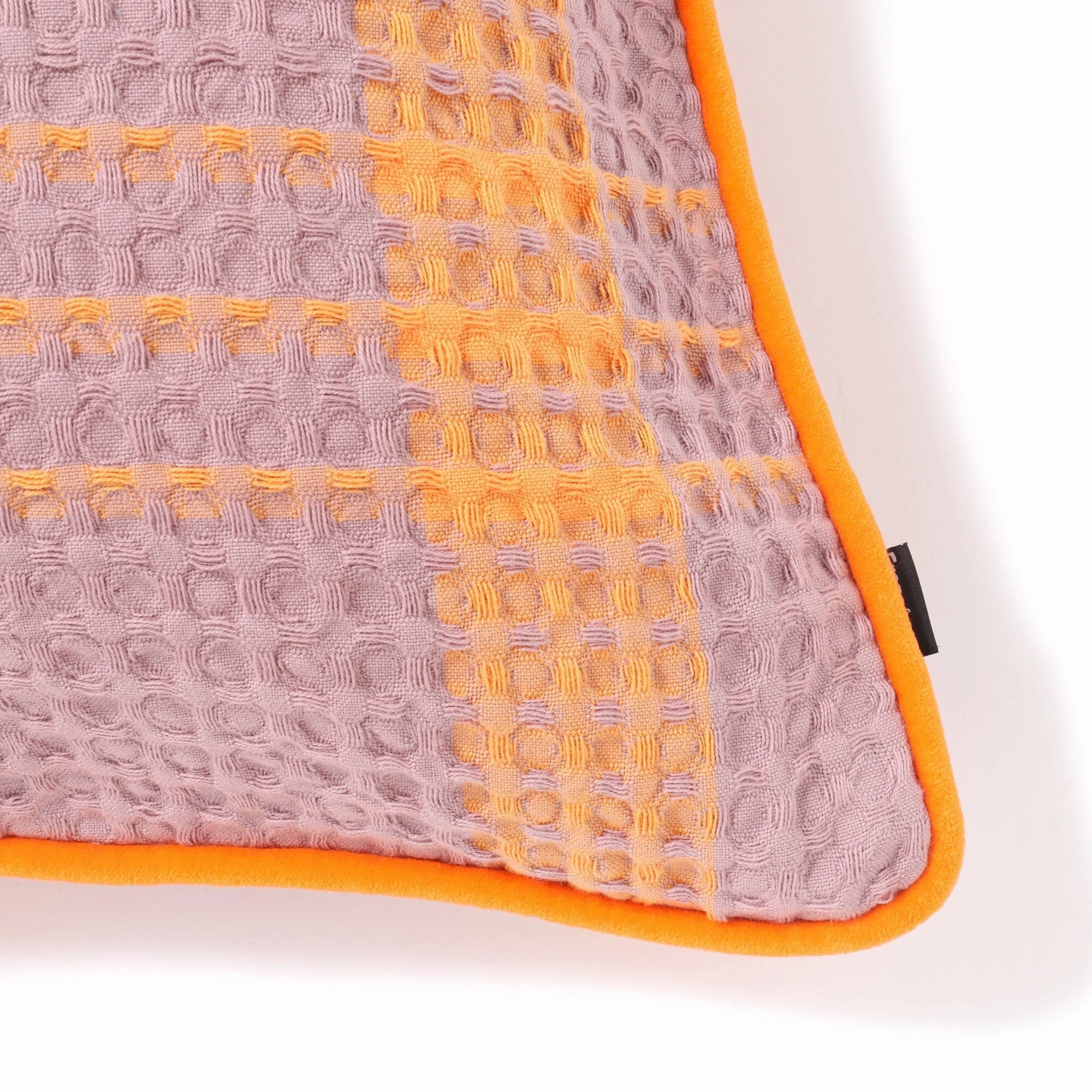 Waffle Check Cushion Cover 450 X 450 Orange X Purple