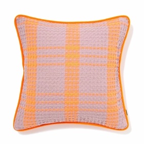 Waffle Check Cushion Cover 450 X 450 Orange X Purplebedding sets ,throw blankets 