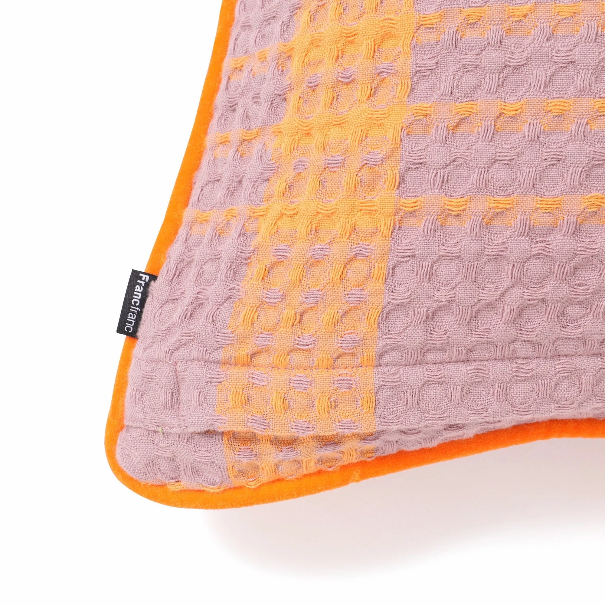 Waffle Check Cushion Cover 450 X 450 Orange X Purple