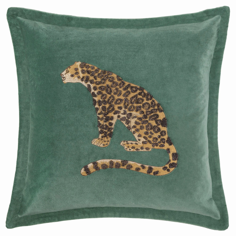 Waghoba Embroidered Feather Cushion Aqua