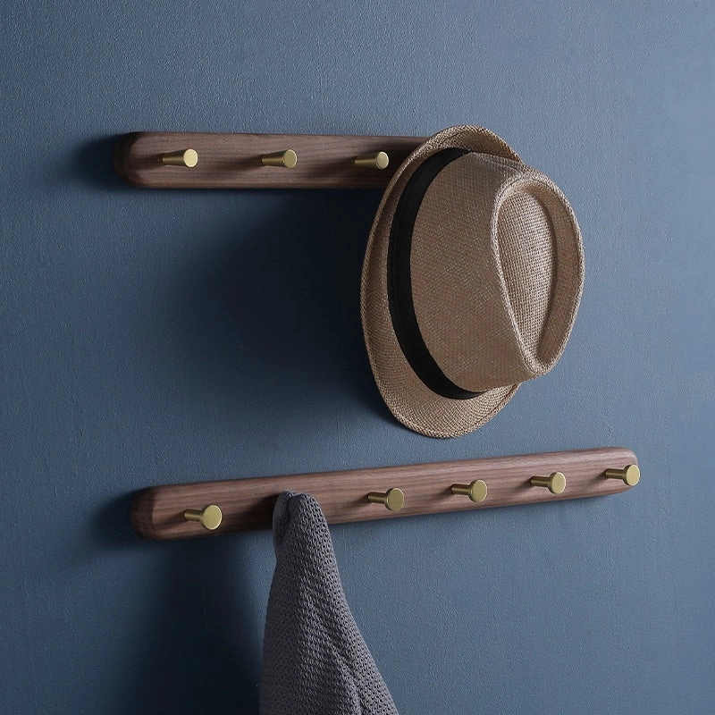 Walnut Coat Rack with Brass Hooksnordic style wall decor