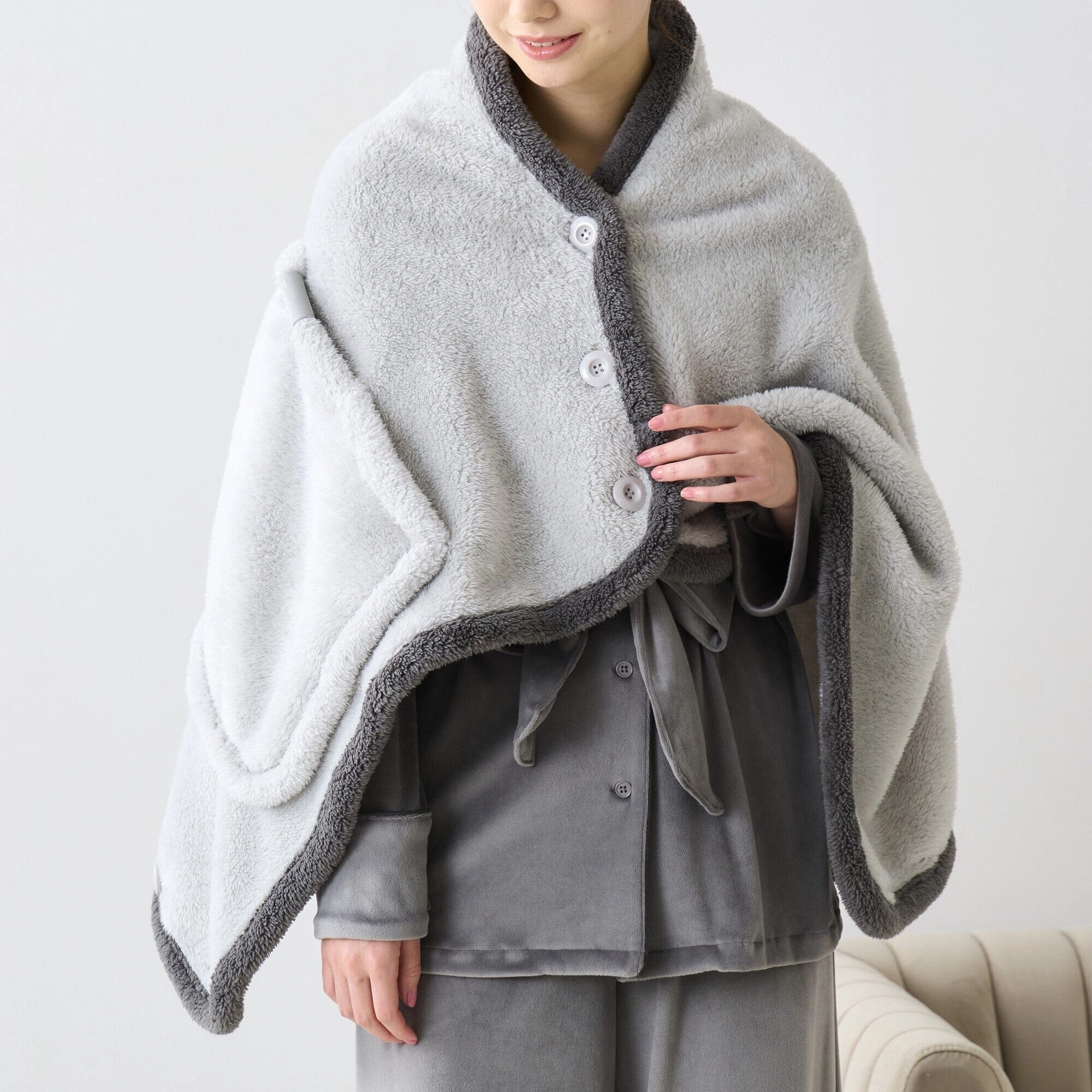 Warm Fleece 4Way Poncho Greybedding sets ,throw blankets 