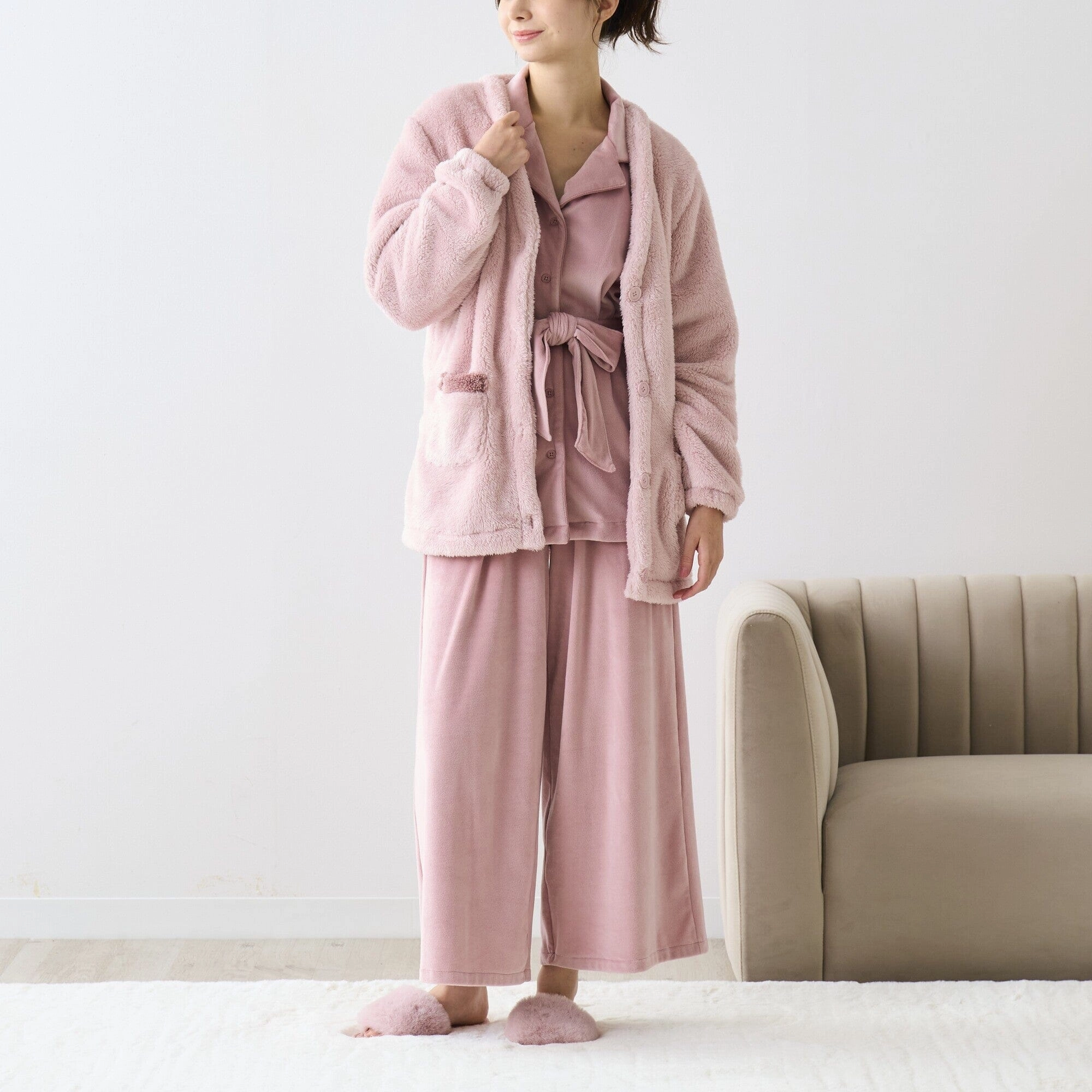 Warm Fleece Cardigan  Pink